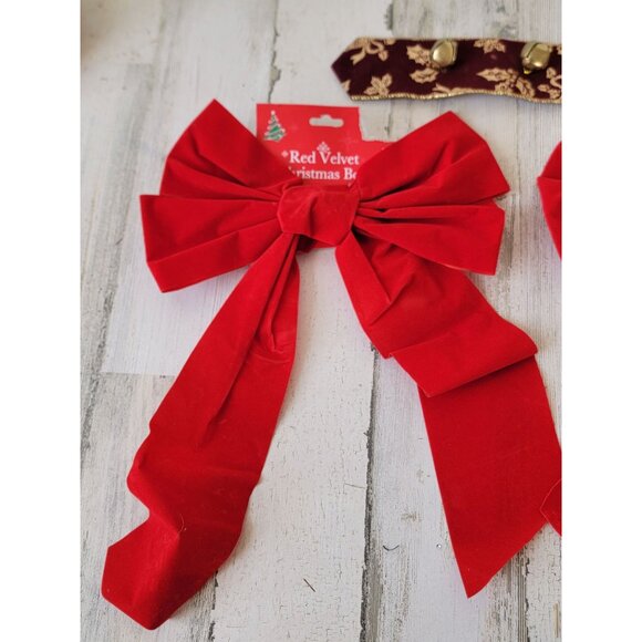 Hanging bow sleigh bell door bell knocker xmas set decor - Picture 2 of 7